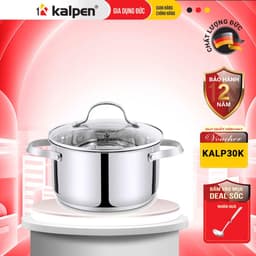Thumbnail Nồi INOX 304 Cao Cấp 5 Đáy Lermat Size 16-18-20-24cm Hàng Chính Hãng KALPEN-GIA DỤNG ĐỨC 1