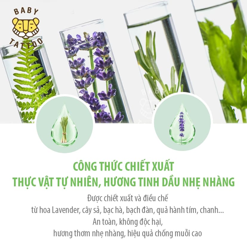 Ảnh BABY TATTOO Hộp 6 Miếng Dán Chống Muỗi, Côn Trùng Cho Trẻ Em Từ Thiên Nhiên Hương Thảo Dược Nhẹ Nhàng 2