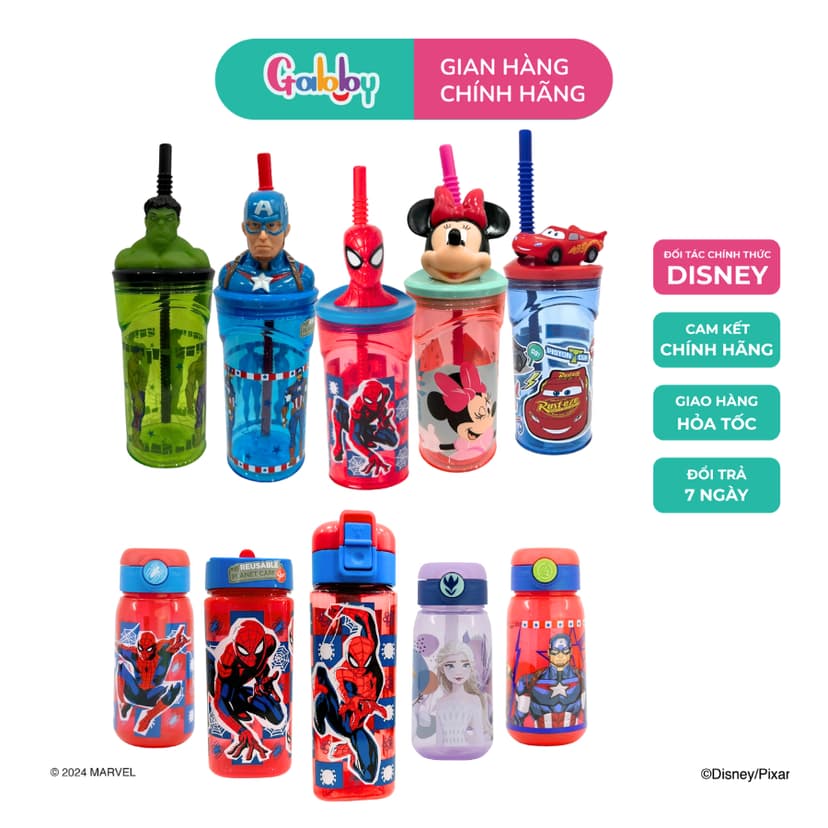 Ảnh Bình Uống Nước Siêu Dễ Thương Hình Nhân Vật Marvel/ Disney Đáng Yêu Cho Bé 1