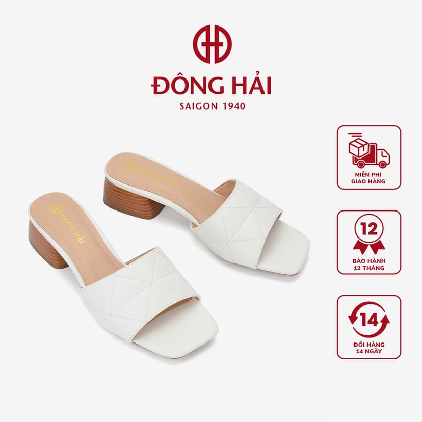 Ảnh Dép cao gót nữ Đông Hải thiết kế quai ngang  ôm chân may chỉ nổi thời thượng - D7720 1