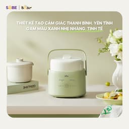 Thumbnail Nồi Nấu Cháo Chậm BEAR 1L Có Xửng Hấp 8 Chế Độ Nấu Hầm Nồi Chưng Yến Nồi Nấu Chậm Cho Bé Giữ Trọn Dinh Dưỡng SC-4H10E 2