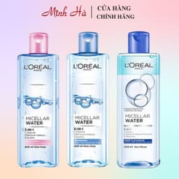 Thumbnail Nước tẩy trang Loreal Paris Micellar Water 3-in-1 400ml không chứa cồn làm sạch và mềm da 1
