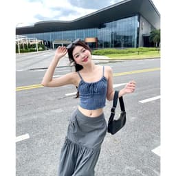 Thumbnail Áo Croptop 2 Dây Thun Rút Kiểu Dáng Thời Trang Hàn Quốc Nhiều Màu GAGO Brand GA4120 3