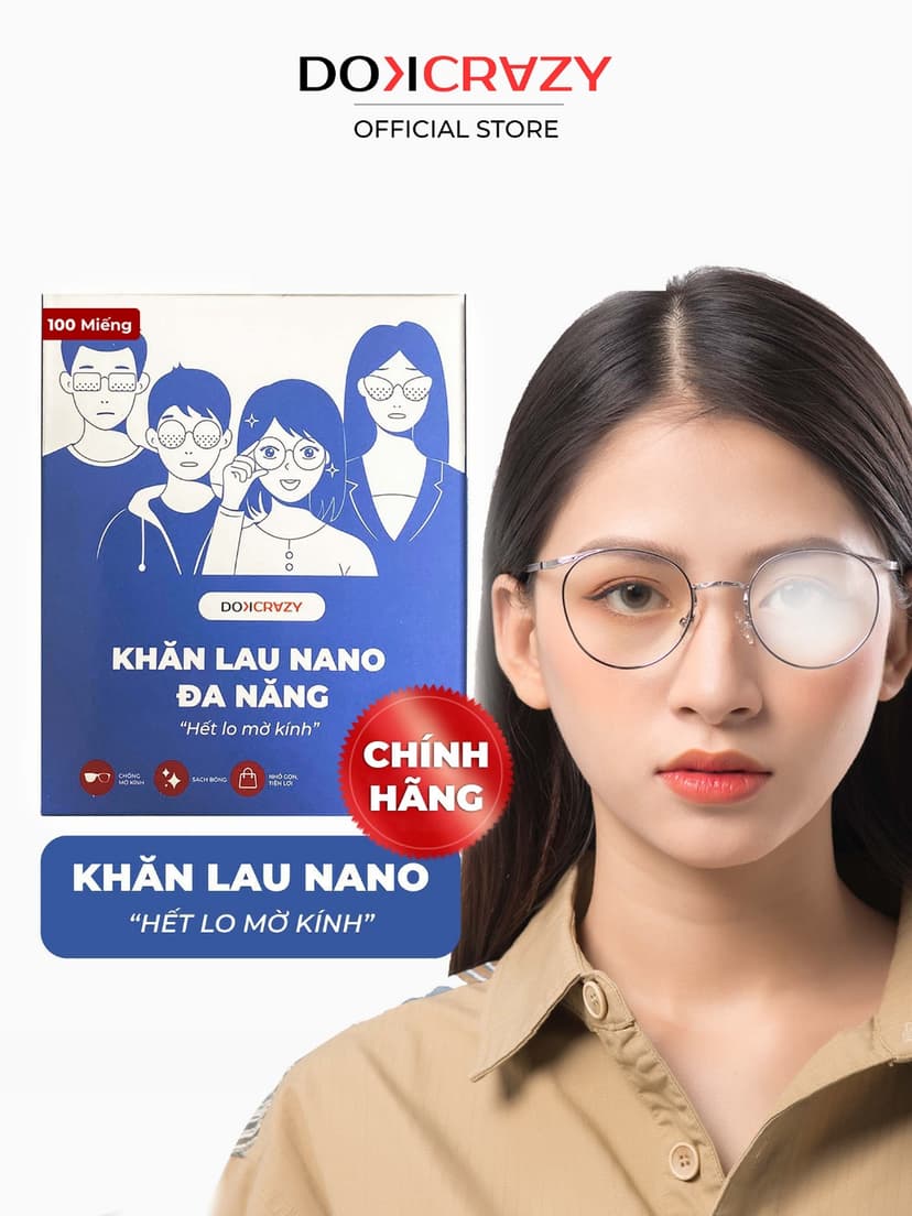 Ảnh Khăn lau kính NANO chuyên dụng DOKCRAZY chống bám hơi nước đi mưa, đeo khẩu trang 1