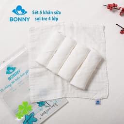Thumbnail Set 5 Khăn Sữa BONNY 4 Lớp Sợi Tre Mềm Mịn Thấm Hút (KT: 28x28Cm) 1