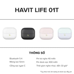 Thumbnail Tai nghe Bluetooth True Wireless Havit TW982 | Nghe nhạc đến 33h - Trọng lượng 3,9g - Công nghệ khử ồn AI | BH 12 tháng 1