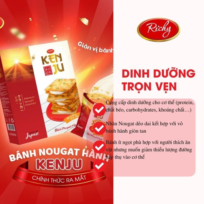 Ảnh Combo 3 Bánh Richy Kenju kem dẻo 186gr 2