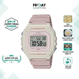 Thumbnail Đồng Hồ Casio Nữ Điện Tử W-218HC-4A2VDF Mặt Vuông Dây Cao Su Chính Hãng 1