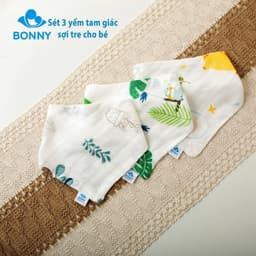 Thumbnail Set 3 Yếm Tam Giác BONNY Sợi Tre Mềm Cho Bé 0-5 Tuổi 1