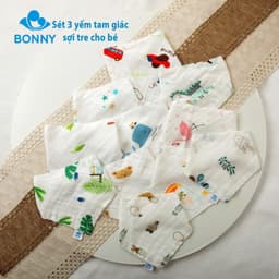 Thumbnail Set 3 Yếm Tam Giác BONNY Sợi Tre Mềm Cho Bé 0-5 Tuổi 3