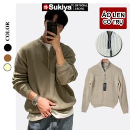 Thumbnail Áo Len Nam Nữ Kéo Khóa Cổ Trụ SUKIYA  Form Rộng Phong Cách Hàn Quốc AL82 2
