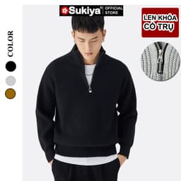 Thumbnail Áo Len Nam Nữ Kéo Khóa Cổ Trụ SUKIYA  Form Rộng Phong Cách Hàn Quốc AL82 3
