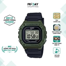 Thumbnail Đồng Hồ Casio Nam Điện Tử W-218H-3AVDF Mặt Vuông Dây Cao Su Chính Hãng 1