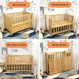 Thumbnail Cũi Cho Bé GOLDCAT 4IN1 Làm Từ Gỗ Quế Tự Nhiên, Có Thể Gấp Gọn Điều Chỉnh 2 Mức Cũi, Kèm Đệm Muslin Cao Cấp 2
