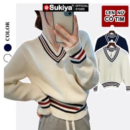 Thumbnail Áo Len Nữ Cổ Tim V SUKIYA  Chất Len Đẹp Cao Cấp Mềm Mại AL96 1
