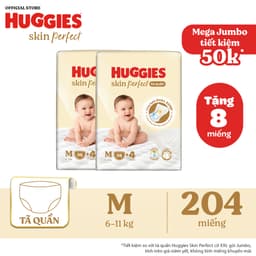 Thumbnail Combo 2 Tã quần Huggies Skin Perfect Mega Jumbo M98+4/ L88+4/XL72+4/XXL64+4 với 2 vùng thấm giảm kích ứng da 1