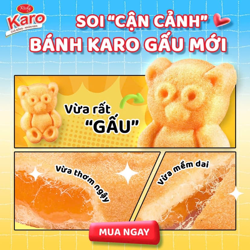 Ảnh Bánh Karo Chà Bông Hình Gấu Richy - Bánh Trứng Tươi Chà Bông Nhân Phô Mai Date 45 Ngày 2