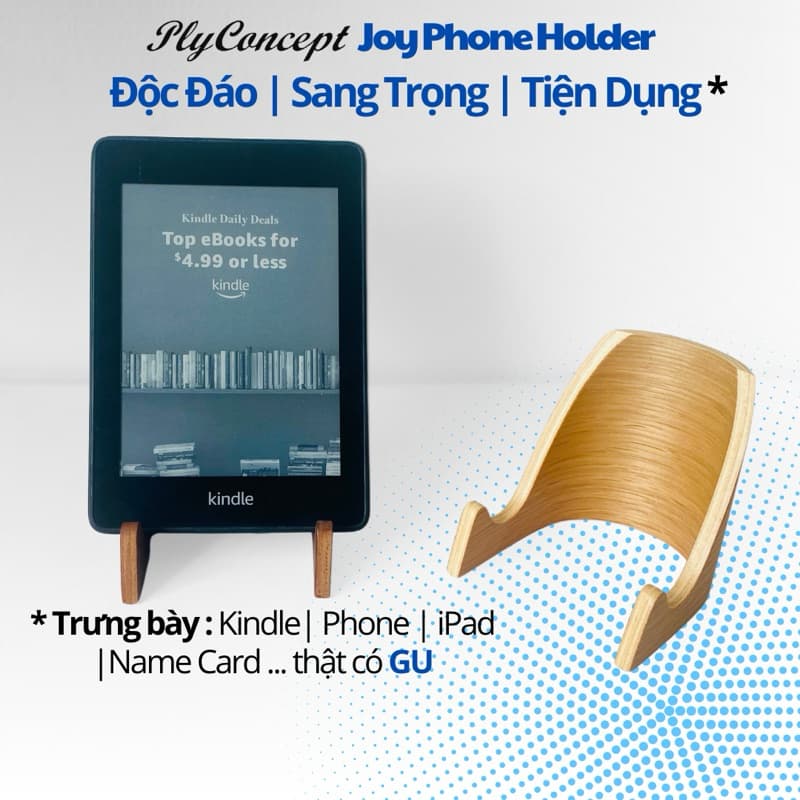 Ảnh Giá đỡ điện thoại Nằm Ngang, Kindle, Name card gỗ uốn cong PlyConcept Phone Holder 1