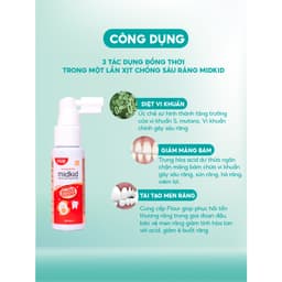 Thumbnail Xịt chống sâu răng Midkid vị Táo 20ml chính hãng cho bé từ 1 tuổi nuốt an toàn - Tặng Bàn chải U + Sticker 3