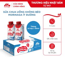 Thumbnail Thùng Sữa Chua Uống Không Béo Morinaga nguyên vị  24 hộp x 190ml - Ít đường & calo, 10 tỷ lợi khuẩn - Tăng miễn dịch 1