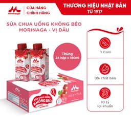 Thumbnail Thùng Sữa Chua Uống Không Béo Morinaga vị dâu - 24 hộp x 190ml - Ít đường & calo, 10 tỷ lợi khuẩn - Tăng miễn dịch 1