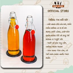 Thumbnail Chai thủy tinh đựng nước Bam House 500ml có nắp cài cao cấp CRNC02 2