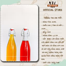 Thumbnail Chai thủy tinh đựng nước Bam House 500ml có nắp cài cao cấp CRNC02 3