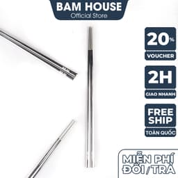 Thumbnail Đũa inox 304 Bam House đũa chắc tay vân hoạ tiết chống trơn trượt lõi thép cao cấp DIN02 - 1 Đôi 1