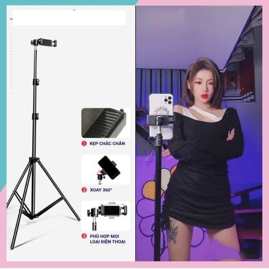 Ảnh Chân Đỡ Điện Thoại Livestream CT21, Gậy Chụp Ảnh Quay Video Chắc Chắn - HOLOCOM 2