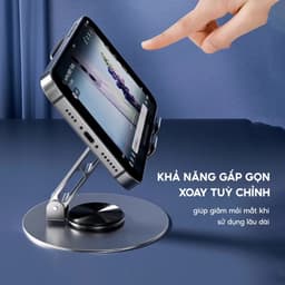 Thumbnail Giá Đỡ Điện Thoại Máy Tính Bảng Vinzy Xoay 360 Hợp Kim Nhôm, Kệ Điện Thoại Xem Phim Livestream 2