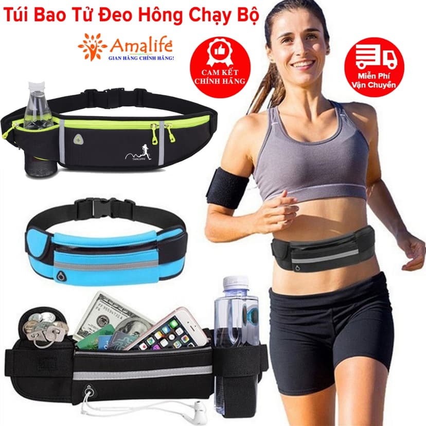 Ảnh Túi Đeo Hông Bụng Chạy Bộ, Đai Đeo Điện Thoại Bao Tử Tập Gym, Tập Thể Thao Nhiều Ngăn Nam Nữ Chống Nước Hãng Amalife 1