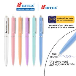 Thumbnail Bút bi Bitex mực ULV màu xanh B04 tip ngòi 0.5mm ( thân màu ngẫu nhiên) 1