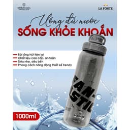 Thumbnail Bình Nước Thể Thao 1000ml La Fonte – Nhựa Nguyên Sinh KHÔNG MÙI – Có Quai, Nắp Bật – Gym, Chạy Bộ 3