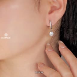 Thumbnail Bông tai nữ chuôi bạc 925 Eleanor Accessories đính đá khuyên tai dáng thả phụ kiện trang sức 8364 2