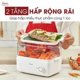 Thumbnail NỒI HẤP THUỶ NHIỆT YOSHI VIFIBA - HẤP HẸN GIỜ - DUNG TÍCH 10L, Hấp Gà Nguyên Con 3kg 4