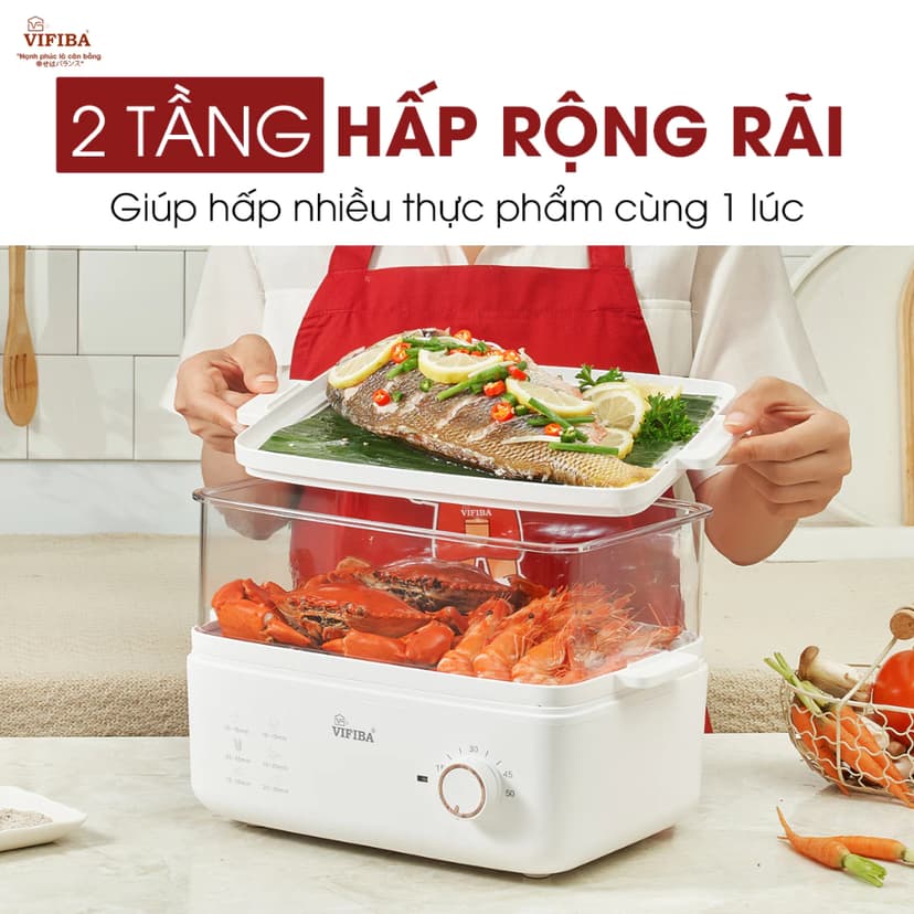 Ảnh NỒI HẤP THUỶ NHIỆT YOSHI VIFIBA - HẤP HẸN GIỜ - DUNG TÍCH 10L, Hấp Gà Nguyên Con 3kg 4