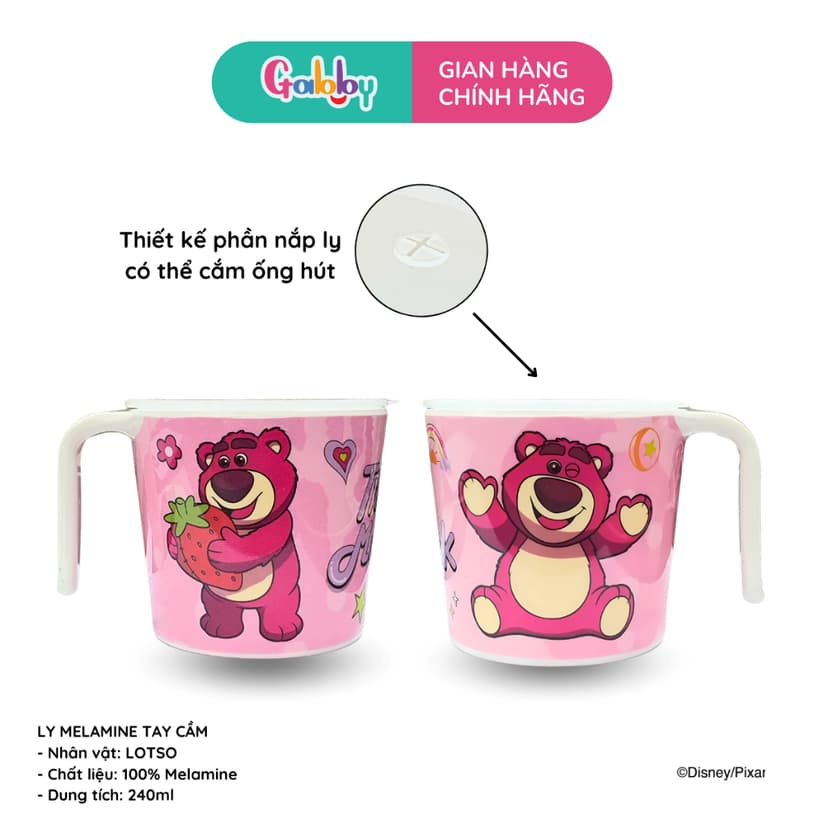Ảnh Dụng Cụ Ăn Dặm Oasis Park Hình Gấu Dâu Lotso Tô, Khay, Chén, Đĩa, Muỗng, Thìa Chất Liệu Nhựa Melamin Cao Cấp 3