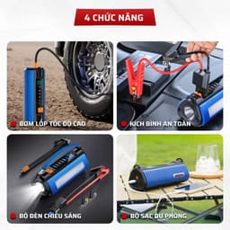 Thumbnail Bơm lốp kích bình ô tô 4 trong 1 Medicar 12000mAh. Tích hợp sạc dự phòng và đèn pin chiếu sáng 2