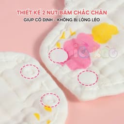 Thumbnail Yếm Cổ Tròn Muslin IQKAO Vải Xô 100% Cotton, Thấm Hút Tốt, Thoáng Mát, Có Nút Điều Chỉnh Tiện Lợi Cho Bé 1
