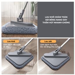 Thumbnail Bộ cây lau nhà ZOLELE 360 độ tự vắt 2 ngăn tách riêng nước bẩn M16 Trắng Kem (Phiên bảng giới hạn) 4