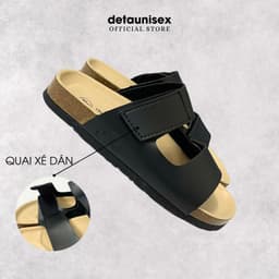 Thumbnail Dép Birken đế trấu nam 2 quai ngang Detaunisex lót si kem - DETA25D 2