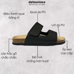 Thumbnail Dép Birken đế trấu nam 2 quai ngang Detaunisex lót si kem - DETA25D 3