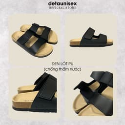 Thumbnail Dép Birken đế trấu nam 2 quai ngang Detaunisex lót si kem - DETA25D 1