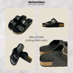Thumbnail Dép đế trấu Detaunisex đi mưa màu Đen lót Đen thời trang 2