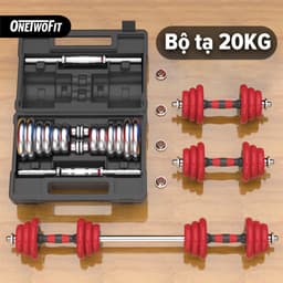 Thumbnail OneTwoFit tạ tập tay Barbell Dumbbell 20kg +30cm Barbell bar Bộ đĩa tạ tập gym thép nguyên chất 1