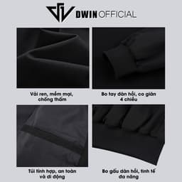 Thumbnail Áo khoác gió nam nữ DWIN local brand bomber vải dù 2 lớp unisex form oversize chống nước không nhăn 3
