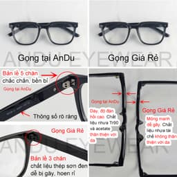 Thumbnail Gọng kính cận thời trang nam nữ ANDU dáng vuông chống tia UV chất liệu nhựa cao cấp - 9138 2