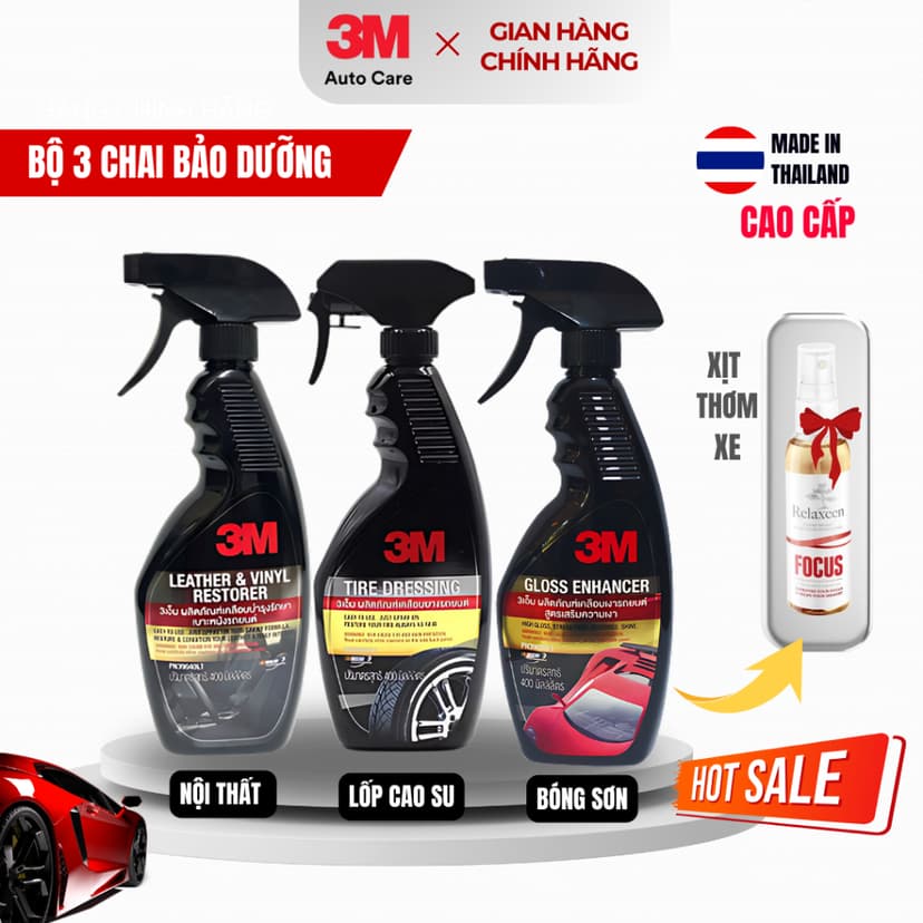 Ảnh Bộ 3 Chai Bảo Dưỡng Nội Thất - Bóng Lốp - Bóng Sơn Xe Hơi -  NK Thái Lan 400ml 1