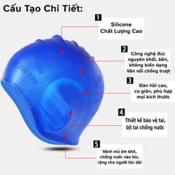 Thumbnail Combo Mũ Bơi Silicone Bịt Tai + Kính Bơi Bịt Tai Chống UV Cùng Màu, Mũ Bơi Bịt Tai silicon Kính Bơi Bịt Tai Hãng Amalife 3
