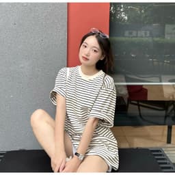 Thumbnail Áo thun cổ tròn kẻ ngang chất cotton lạnh EMIX Ao418_P10K14 1
